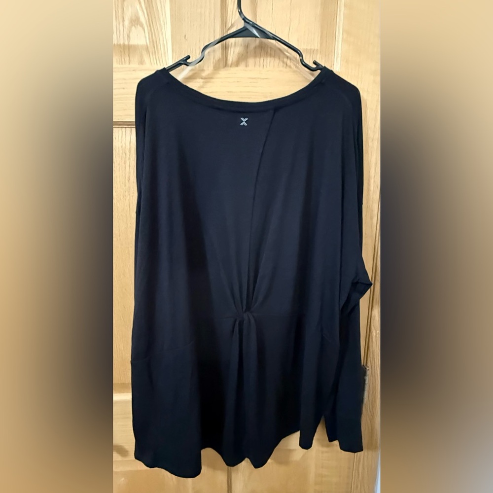 Xersion Black Long Sleeve Twist Back Top 3X Open Back Athletic Tee
